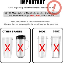 24oz for Ninja Blender Cups Replacement Compatible with Ninja Blenders BN401 BN751 BN801 BL642 BL682 NN102 SS401 SS101 TWISTi SS151 SS351 (4 Pack)