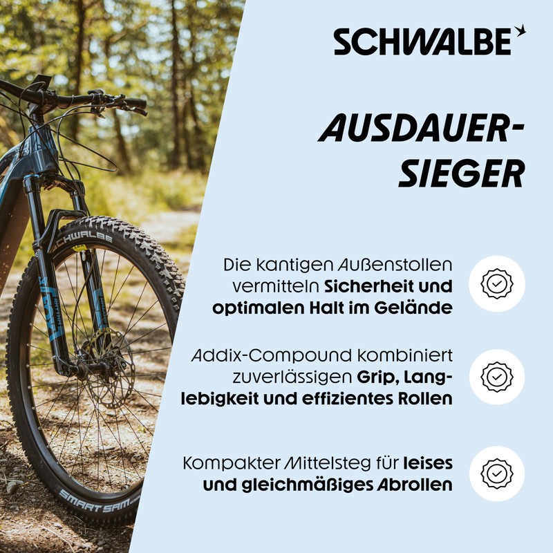 Schwalbe Smart Sam MTB Bicycle Tyre - All-Round Tyre with