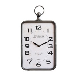 Creative Co-Op Metal Rectangle Hanging Clock with Handle Decoration on Top