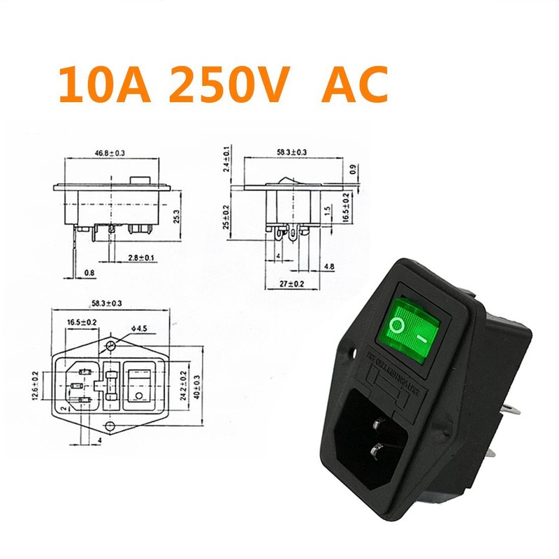 Ganasome 2 Sets IEC320 C14 Inlet Module Power Socket -