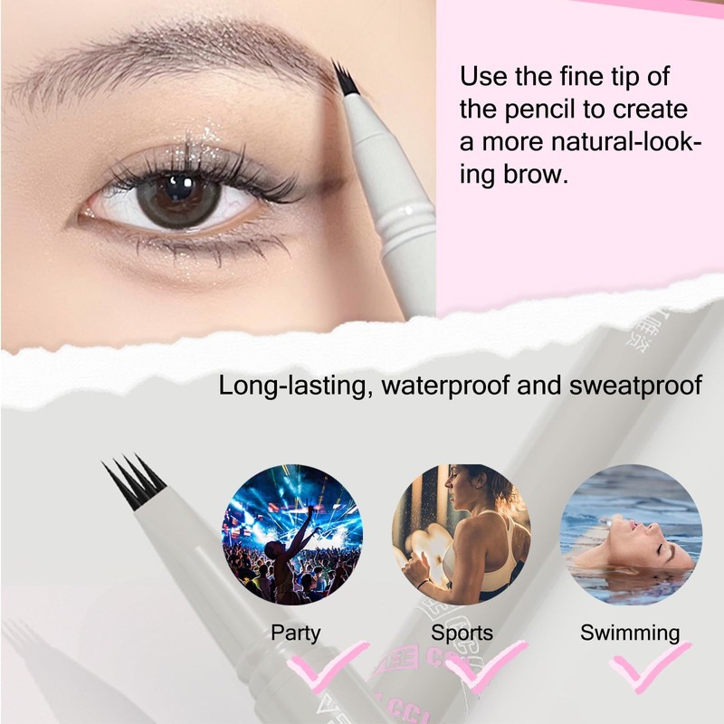 VEECCI Liquid Eyebrow Pencil - 2024 NEW 3D Waterproof Fork