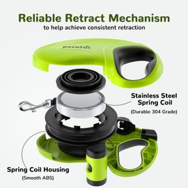 Pecute 32ft Retractable Dog Leash with Reflective Strips, 360° Tangle-Free, One-Button Control & Sturdiness Nylon Material, Long Leash Retractable with Poop Bag Holder for Medium Large Dog