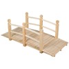 LDAILY Moccha 5FT Wood Garden Bridge, Pond Bridge with Guardrails