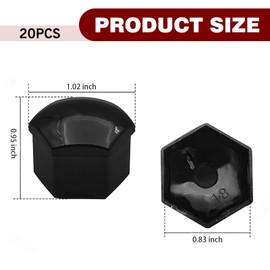 Downhill 20 PCS 21MM Wheel Lug Nut Covers, Cratch and Rust Resistant Hexagon Car Wheel Nut Caps, Wheel Center Bolt Caps with Removal Clip, for Most Cars, Trucks, SUVs (Black)