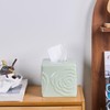 Light Green Ceramic Cube Tissue Box Cover with Rose –