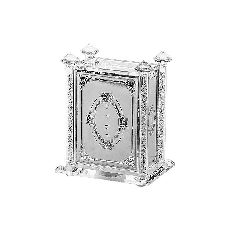 Copa Judaica Crystal Rose Tzedakah Box