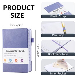 B6 Password Book Alphabetical with Tabs, Password Book for Seniors, Address Book for Computer and Website Login(Purple)