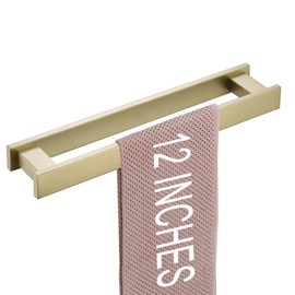 LANC Brushed Gold Bath Towel Bar for Bathroom Wall Mounted Towel Rod 12-Inche Kitchen Towel Ring Stainless Steel Towel Rack Square Towel Rail Hand Towel Holder Towel Hanger, A6810BG-L3