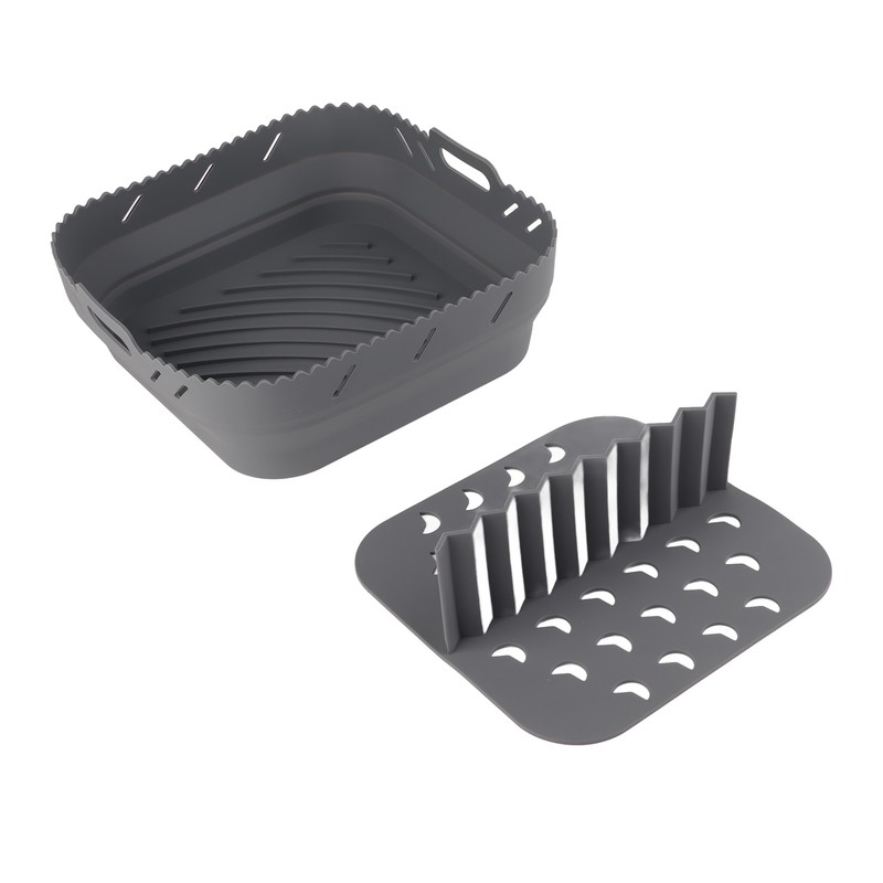 Square Air Fryer Silicone Baking Pan with Silicone Mat Air