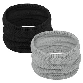 Loritta Neck Warmer Winter Warm Infinity Scarf Double-Layer Thick Fleece Windproof Scarves for Women Men, C1-Light Gray & Black