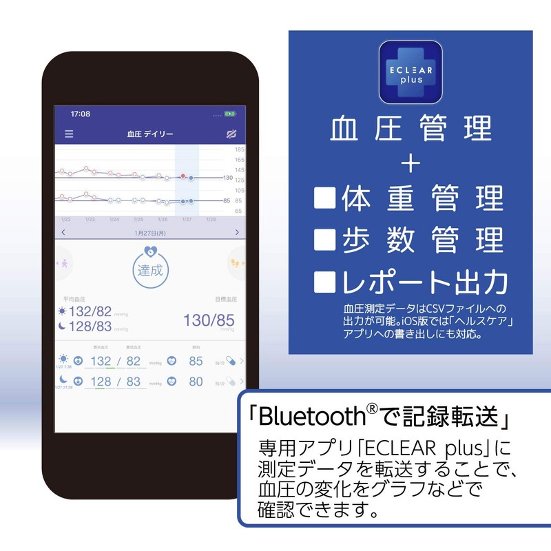 手首式血圧計 WS01 エレコム ホワイト HCM-WS01BTWH