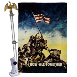 US Brotherhood All Together House Flag Eagle Set Armed Forces Marine Corps USMC Semper Fi United State American Military Veteran Retire Banner Small Garden Yard Gift Double-Sided, Made in USA