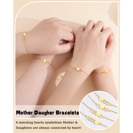 GBTBYS Mother Daughter Bracelets Set for 4 Mothers Day Gifts for Mom from Daughter Gift Ideas Daughters Gift from Mom Mother Mommy and Me Matching Wish Jewelry Gold