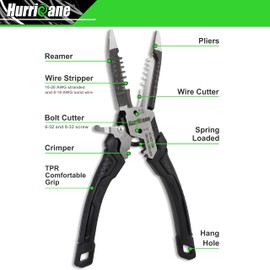 HURRICANE 6-in-1 Wire Stripper, Crimping Tool, Wire Cutter Stripping Tool, Multifunctional Electrical Pliers for Cable Stripper, Wire Crimper(8-18 AWG Solid, 10-20 AWG Stranded)