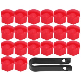 EVGATSAUTO Wheel Hub Cover, 20Pcs 17mm Universal Car Lug Nut Bolt Screw Covers Tyre Protection Caps(Red)