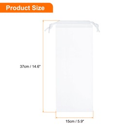 sourcing map 12pcs Umbrella Bags 14.6"x5.9" Wet Umbrella Sleeve Cover Reusable Folding Umbrella Storage Bag with Drawstring for Folding Travel Umbrellas, White