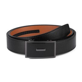 VRLEGEND Men's Automatic Leather Belt, Ratchet Belt without Holes for Business Suit, Size Adjusted, with Gift Box, Black-231217