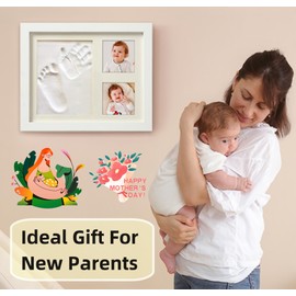PewinGo Baby Footprint Kit,PewinGo Baby Hand and Footprint Kit with a Wooden Picture Frame,Clay Newborn Footprint Makers Kit Keepsake for Newborn Boys & Girls, Baby Gifts for New Parent,Grandparent,Baby Shower,Nursery Decor