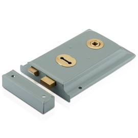 XFORT® 6"x 4" Grey Rim Sashlock, Door Lock with Latch, Resists Against Corrosion and Weather Damage, Ideal for External Gates Or Doors, Perfect for Keeping Children, Pets and Livestock Safe.