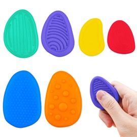 Cuackamily 6 PCS Fidget Toy Set,Textured Soft Worry Stone Fidget Toys,Sensory Toy Finger Toy,Fidget Stress Calming Toys for Students, Anxiety Relief Stress Relief for ADHD, ADD, Autism, Adults, Kids