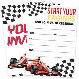 Doguiei Race Car Birthday Party Invitations, Racing Car Invitations Card for Boys Girls (30 Cards & 30 Envelopes)