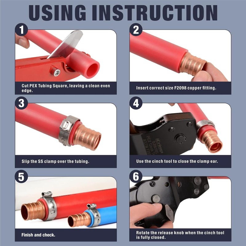 iCrimp Rachet PEX Pipe Cinch Tool for Stainless Steel Clamps