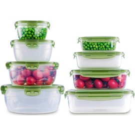 Today's Present Food Storage Container with Lids Set For 8, Plastic Mixing Bowls, Airtight Stackable Leakproof Reusable Storage Containers for Kitchen, BPA Free, Microwave, Freezer, Dishwasher Safe