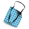 White Azure Blue Chained Rounded Squares Coastal Pattern Tote Bag