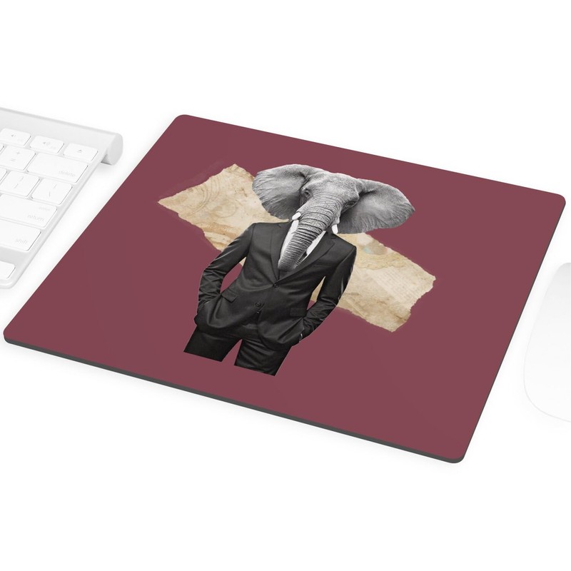 Mauspad, Motiv: Elefant von Wall Street Collage Art Surrealismus Business
