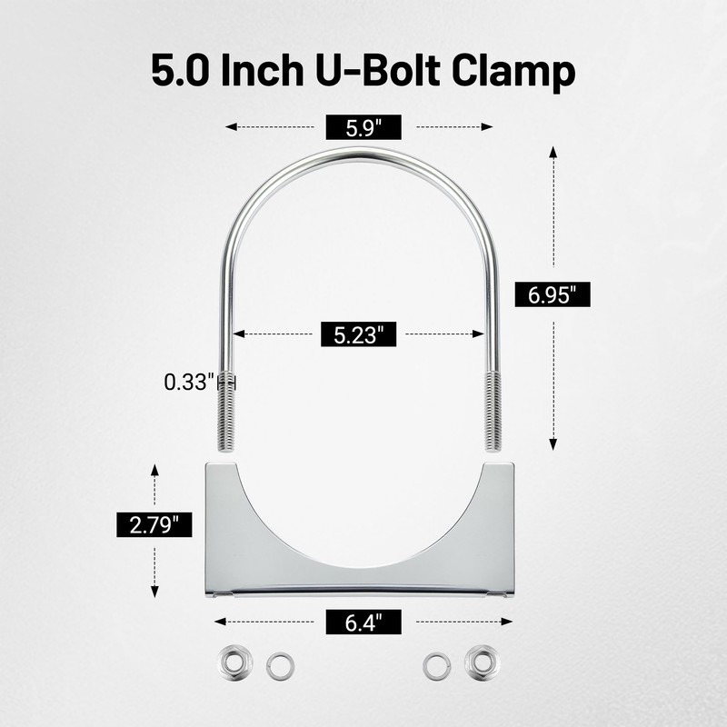 EVIL ENERGY 5" Heavy Duty U Bolt Exhaust Clamp, 5