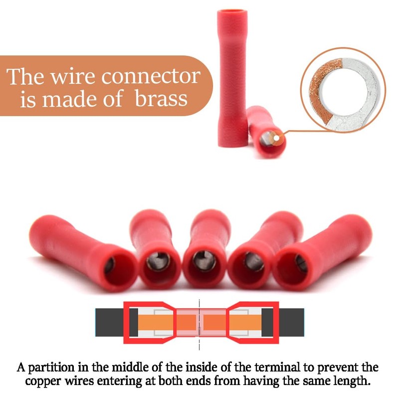 CEEYSEE 120Pcs Butt Connectors Insulated Crimp Terminal Splice Cable Electrical