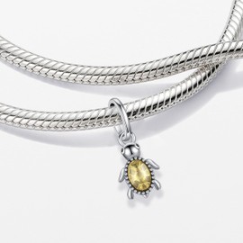 KEQ 925 Silver Green Turtle Charm Sea Turtle Charm Pendant Silver Plated Women's Jewellery for Women Charm Bracelet Necklace, Silver, No
