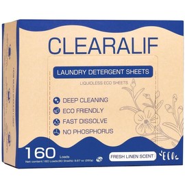 CLEARALIF  Laundry Detergent Sheets （80sheets 160loads） - Scents: Fresh Linen