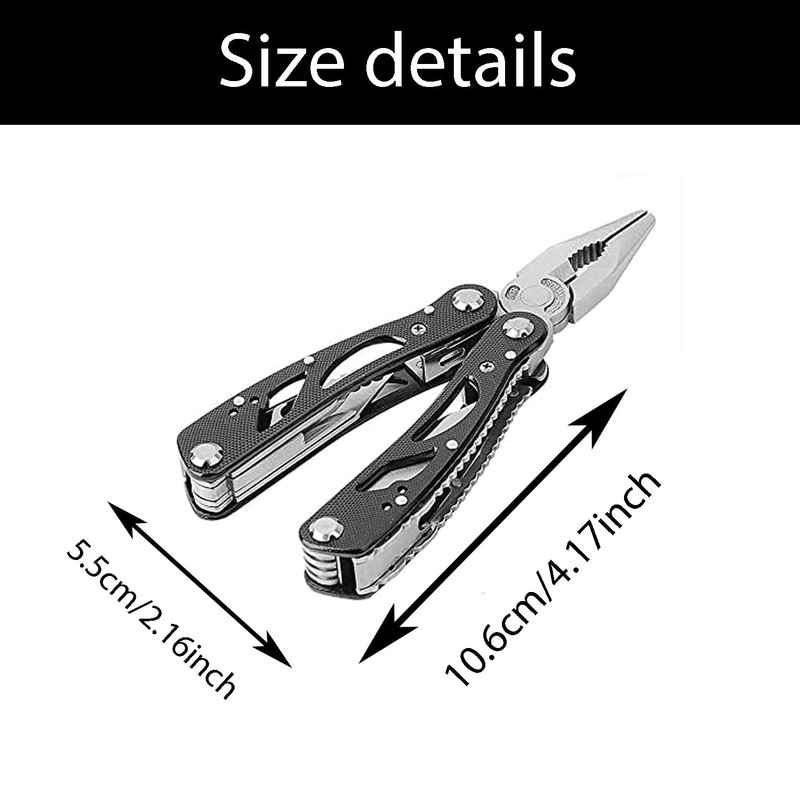 FIBOUND Multi-purpose Pliers, Multi-tool, Stainless Steel, Black