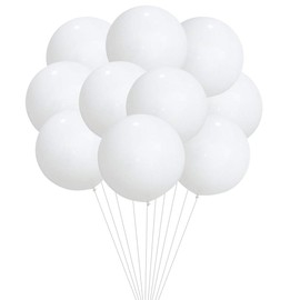 Pack of 10 White Balloons Wedding 24 Inch Latex Balloons Party Balloons Helium Giant Balloons Round Large Thick Balloons Biodegradable for Birthday Graduation Proposal Decoration