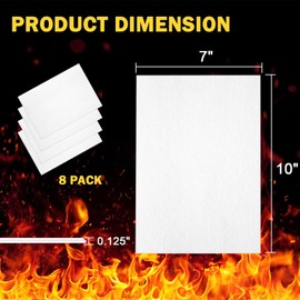8 PCS High Temperature Gasket Paper, Ceramic Fiber Furnace Gasket Material Insulation, Fireproof Paper Sheet for Pellet Stove, Wood Stove, Furnace, Kiln, Forge, Fireplace DIY 7" x 10"x1/8" Thick