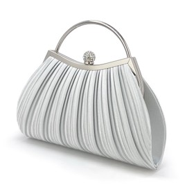 CZWLWYXB Clutch Purses for Women Evening Bags Party Clutches With Detachable Chain Strap for Cocktail Party Wedding with Pleated (Silver)