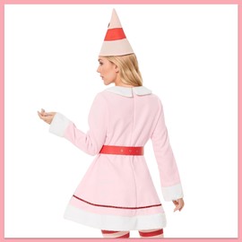 Fanskaty Buddy The Elf Costume Men Women Christmas Elf Adult Costume Cosplay Holiday Party Full Set Costumes (Pink Women, Large)