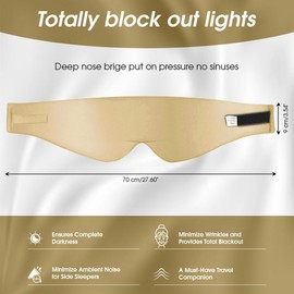 White Hawk White Hawk Eye Mask for Sleeping, 22Momme 100% Natural Mulberry Silk Eye Mask with Adjustable Straps for Men and Women, Large Size Sleep mask for All Skin Types (Beige)