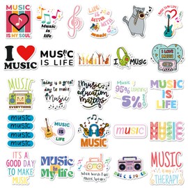 Love Music Stickers for Laptop (50 Pieces), Gift for Children, Teenagers, Adults, Boys, Love Music Waterproof Vinyl Stickers for Scrapbooking, Skateboard, Car, Luggage