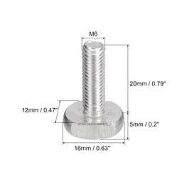 sourcing map T-Slot Bolts, 10pcs M6x20mm T Slot Drop-in Stud Sliding Bolts 304 Stainless Steel T Shape Screws for T Track