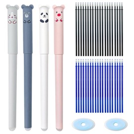 XUKZIMA Erasable Ballpoint Pen Set, Erasable Ink Roller, Cartoon Erasable Pen with 40 Refills, Gift for Students, School Office Supplies