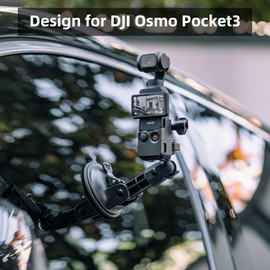 SUREWO Pocket 3 Suction Cup Mount, Car Mount Windshield Window Dash Holder Kit with Expansion Adapter for DJI Osmo Pocket 3,GoPro Hero 13/12/11/10/9/8,DJI Action 5 Pro/4/3 Accessories (for Pocket 3)