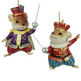 Set of 2 Nutcracker Mice Christmas Decorations (10cm)