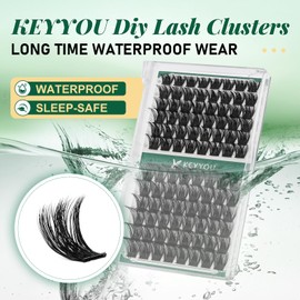 KEYYOU Lash Clusters 96pcs Individual Lashes Y02 D Curl 14mm Eyelash Clusters Volume Wispy Lash Extension Soft&Comfortable Easy DIY Lash Extension at Home(Y02,D-14mm)