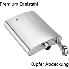 DealKits 2 X stainless steel hip flask & funnel 8 oz., 227 ml, suitable for carrying alcohol
