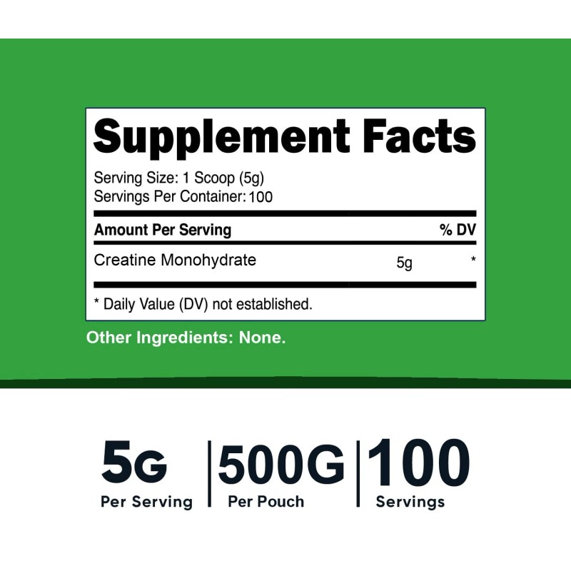 Pure Creatine Monohydrate 500g (18OZ) , Micronized Powder 100 Servings