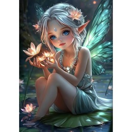 MEIYUDA Diamond Art Fairy Diamond Painting Kits Adults, 5D Diamond Art for Adults Beginners Kids DIY Diamond Painting Art Kits, Diamond Painting Art Crystal Art Home Wall Decor 30x40cm