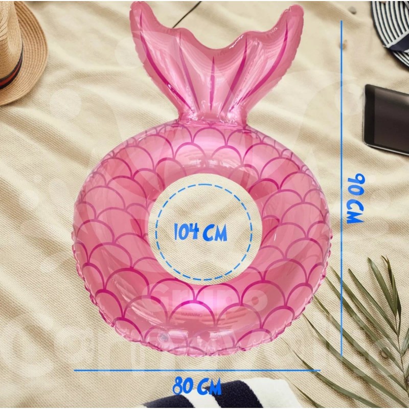 LiWang Inflable Cola Sirena Rosa Salvavidas Flotador Adulto Alberca