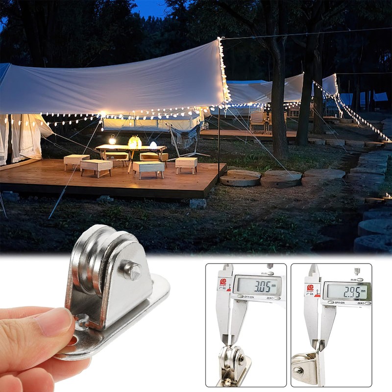 2 Pcs Single Pulley Blocks, rope roller,pulley wheel，for Cord Material